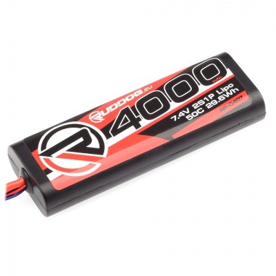 RUDDOG 4000mAh 50C 7.4V LiPo Round Stick Pack Battery with XT60 Plug